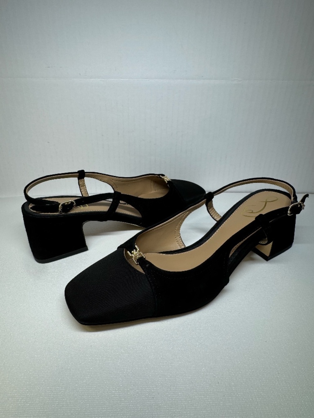 Sam Edelman Black Slingback Block Heel Pumps Square Toe Size 7